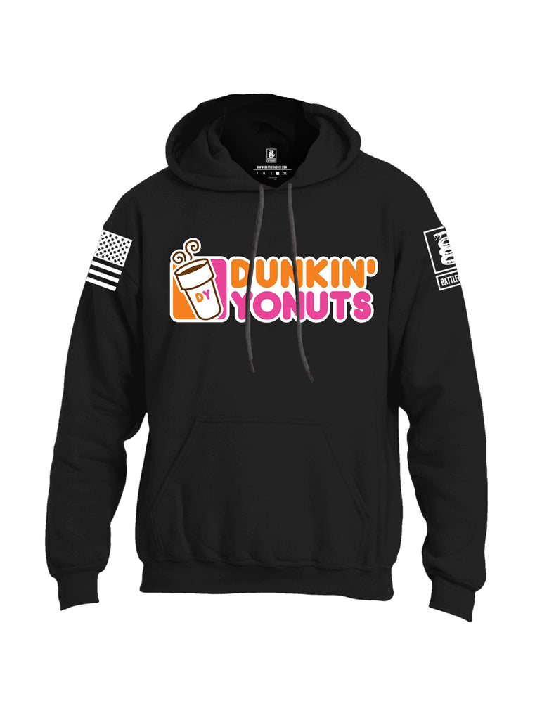 Battleraddle Dunkin Yonuts White Sleeves Uni Cotton Blended Hoodie With Pockets