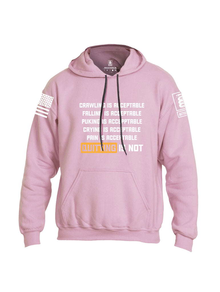 Battleraddle Quitting Is Not Acceptable White Sleeves Uni Cotton Blended Hoodie With Pockets