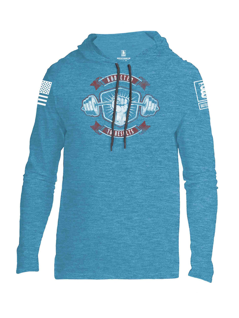Battleraddle Addicted To Results White Sleeve Print Mens Thin Cotton Lightweight Hoodie - Battleraddle® LLC