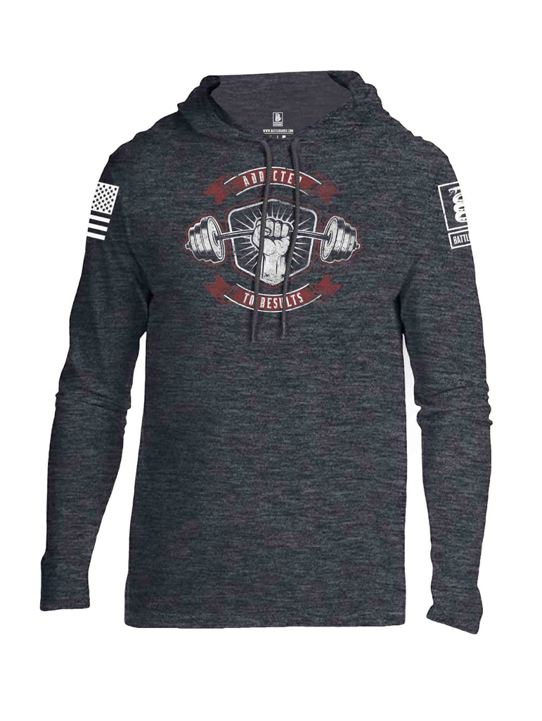 Battleraddle Addicted To Results White Sleeve Print Mens Thin Cotton Lightweight Hoodie - Battleraddle® LLC