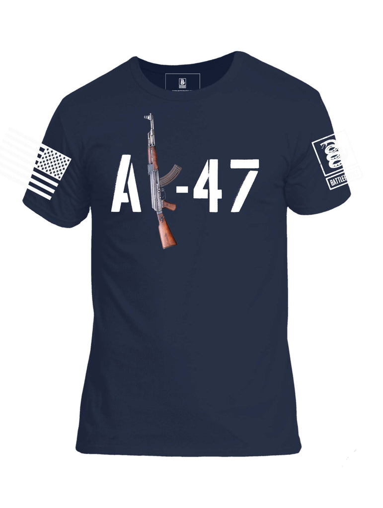 Battleraddle AK-47 White Sleeve Print Mens Cotton Crew Neck T Shirt - Battleraddle® LLC