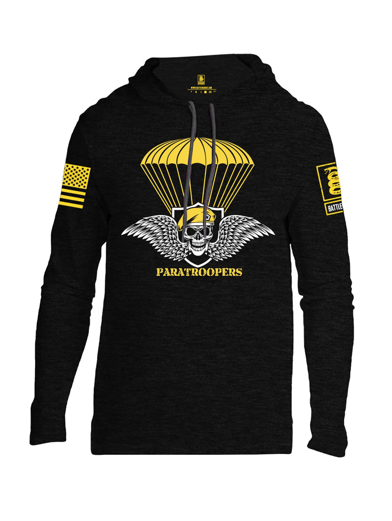 Battleraddle Paratroopers Yellow Sleeve Print Mens Thin Cotton Lightweight Hoodie