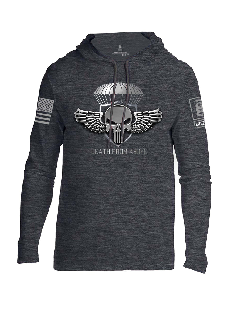 Battleraddle Death From Above Grey Sleeve Print Mens Thin Cotton Lightweight Hoodie