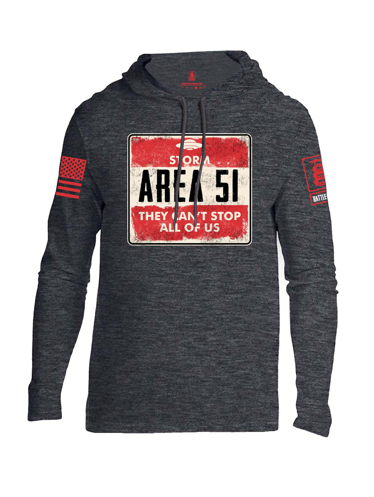 Battleraddle Storm Area 51 They Cant Stop All Of Us Red Sleeve Print Mens Thin Cotton Lightweight Hoodie