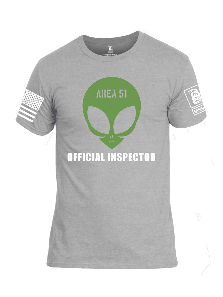 Battleraddle Area 51 Official Inspector White Sleeve Print Mens Cotton Crew Neck T Shirt shirt|custom|veterans|Apparel-Mens T Shirt-cotton