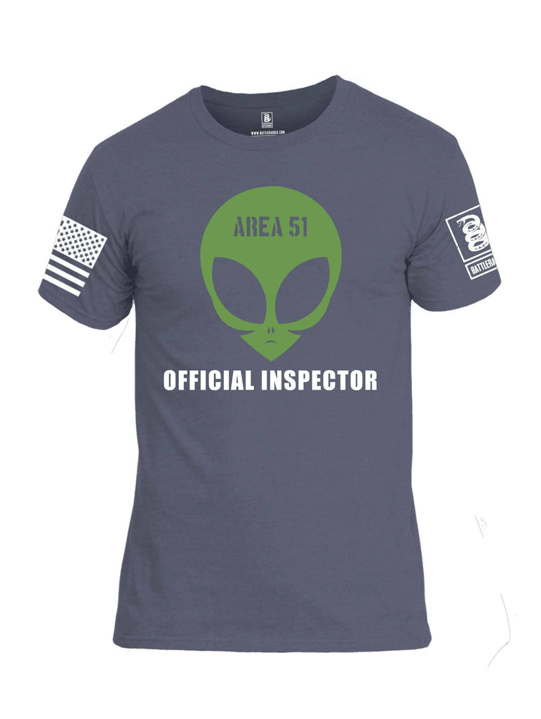Battleraddle Area 51 Official Inspector White Sleeve Print Mens Cotton Crew Neck T Shirt shirt|custom|veterans|Apparel-Mens T Shirt-cotton