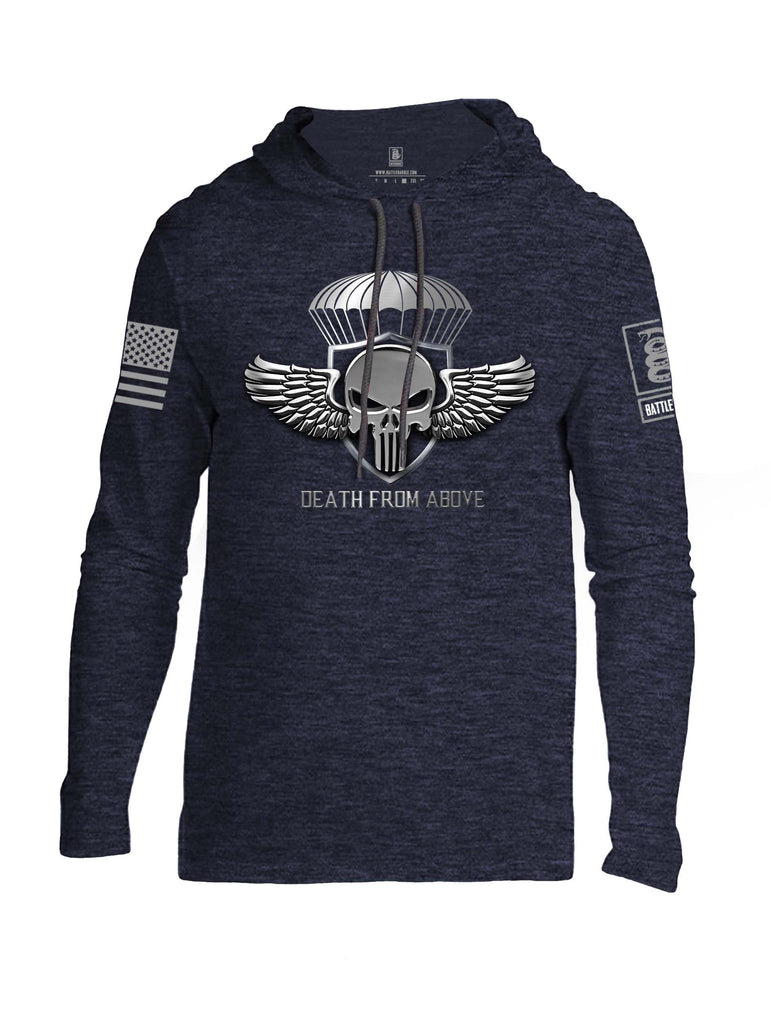 Battleraddle Death From Above Grey Sleeve Print Mens Thin Cotton Lightweight Hoodie