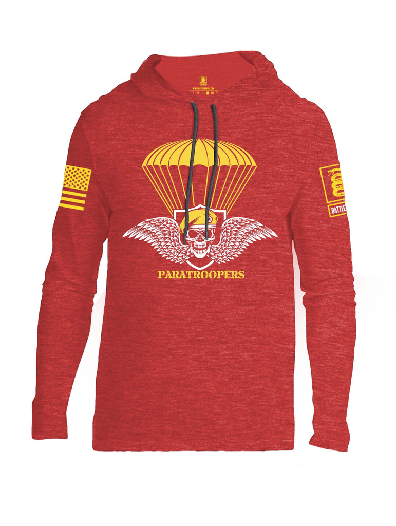 Battleraddle Paratroopers Yellow Sleeve Print Mens Thin Cotton Lightweight Hoodie
