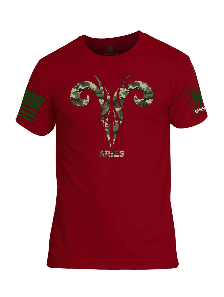 Battleraddle Aries Camouflage Green Sleeve Print Mens Cotton Crew Neck T Shirt shirt|custom|veterans|Apparel-Mens T Shirt-cotton