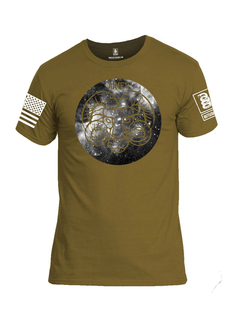 Battleraddle Aries Universe White Sleeve Print Mens Cotton Crew Neck T Shirt shirt|custom|veterans|Apparel-Mens T Shirt-cotton