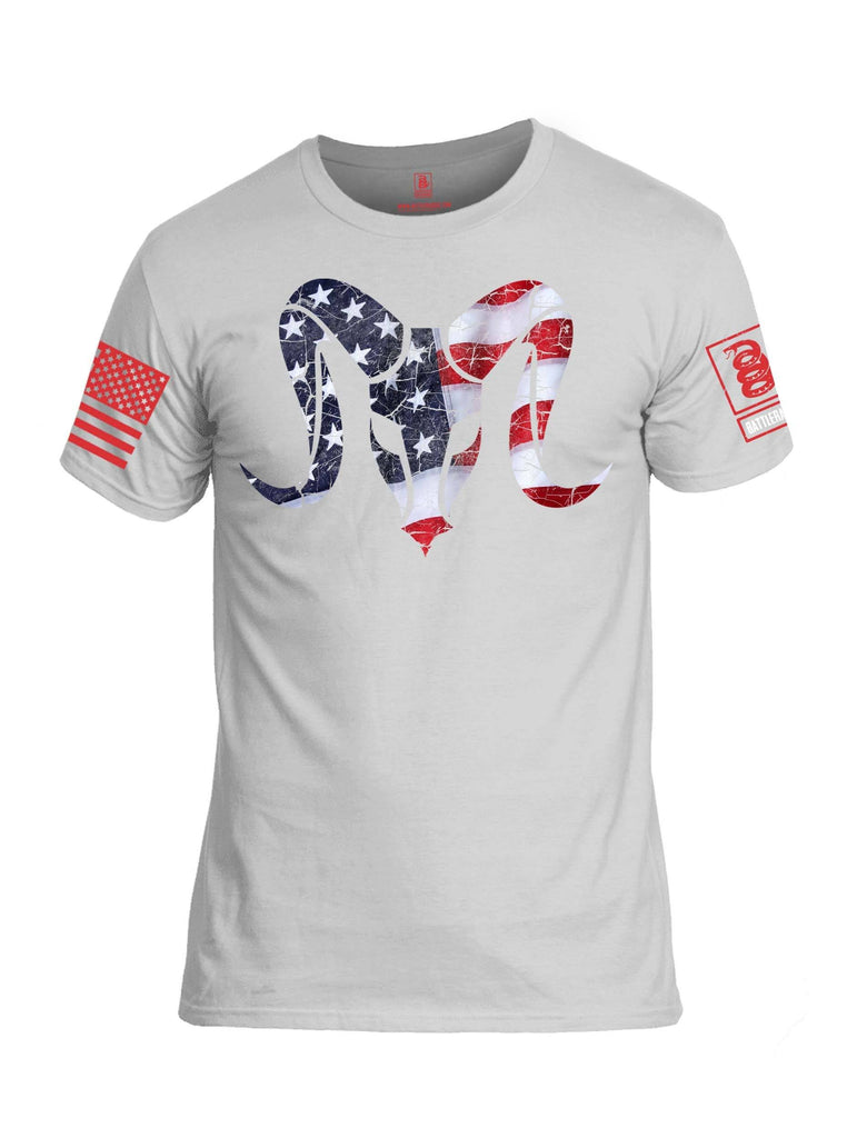 Battleraddle Aries USA Flag Red Sleeve Print Mens Cotton Crew Neck T Shirt shirt|custom|veterans|Apparel-Mens T Shirt-cotton