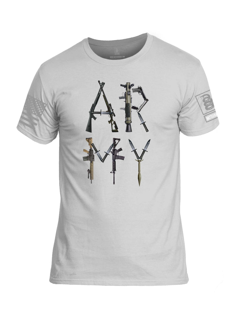 Battleraddle Army Rifles Grey Sleeve Print Mens Cotton Crew Neck T Shirt