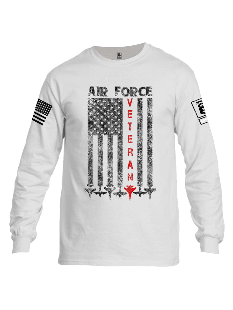 Battleraddle Air Force Veteran White Sleeve Print Mens Cotton Long Sleeve Crew Neck T Shirt