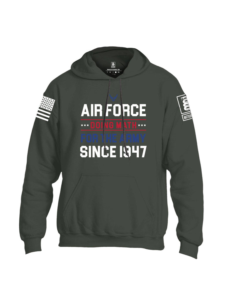 Battleraddle Air Force Doing Math For The Army Since 1947 White Sleeve Print Mens Blended Hoodie With Pockets shirt|custom|veterans|Apparel-Mens Hoodies-Cotton/Dryfit Blend