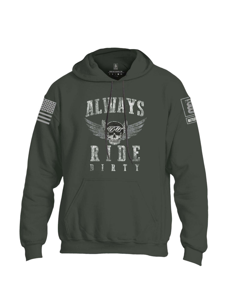 Battleraddle Always Ride Dirty Grey Sleeve Print Mens Blended Hoodie With Pockets