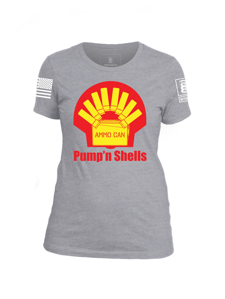 Battleraddle Ammo Can Pump'n Shells Womens Cotton Crew Neck T Shirt - Battleraddle® LLC