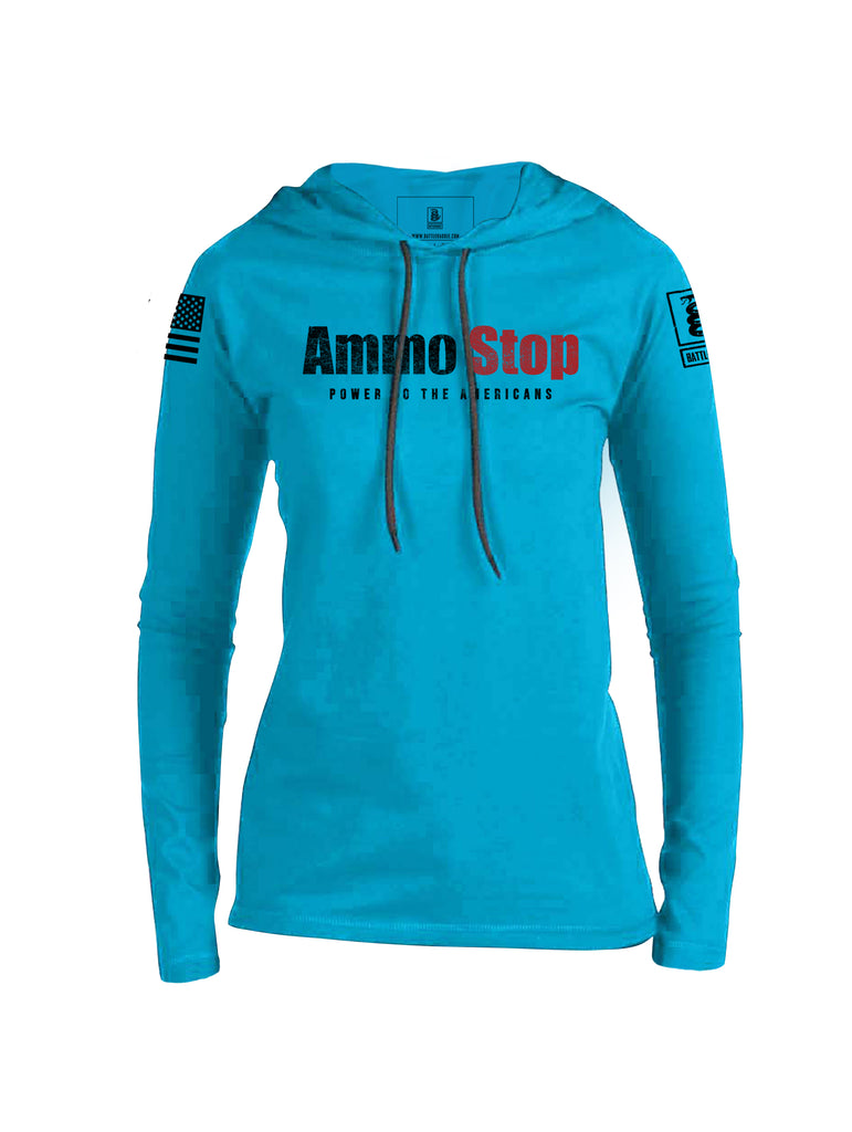 Battleraddle Ammo Stop Power To The Americans Womens Cotton Thin Lightweight Hoodie - Battleraddle® LLC