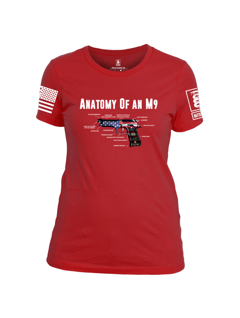 Battleraddle Anatomy Of An M9 White Sleeve Print Womens Cotton Crew Neck T Shirt
