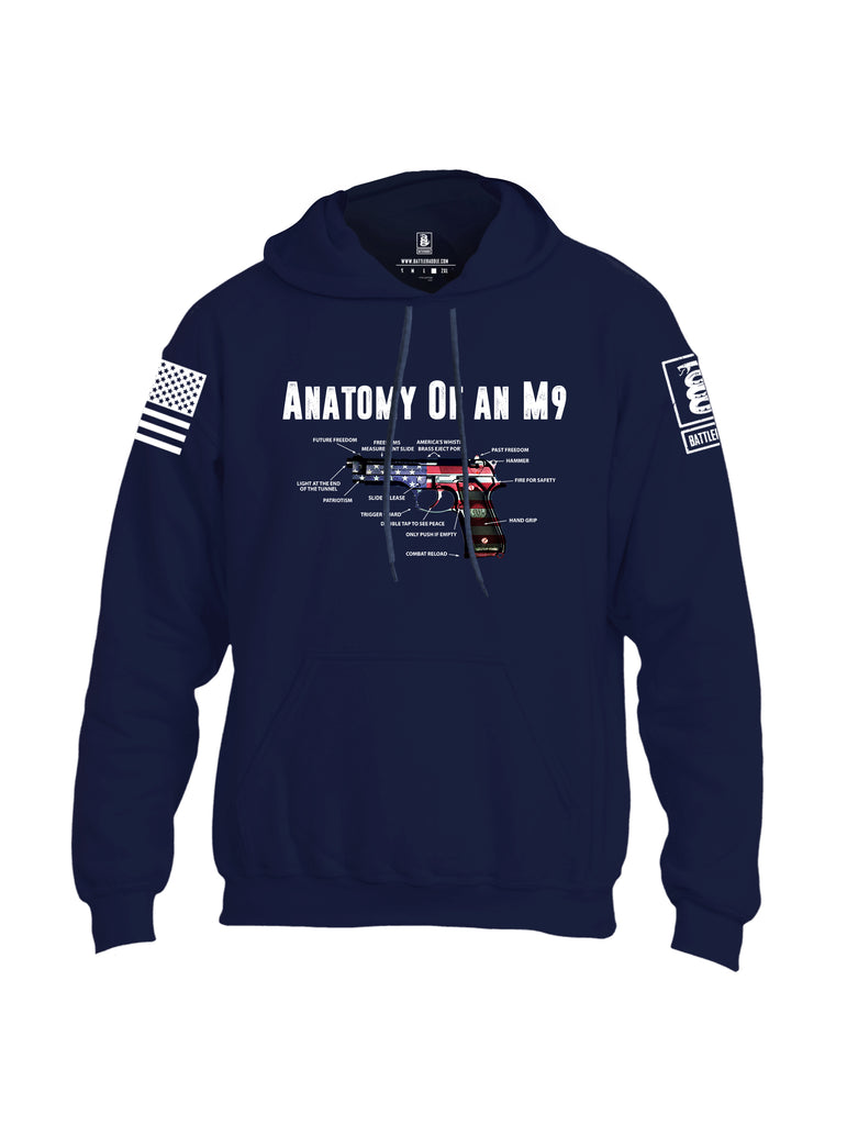 Battleraddle Anatomy Of An M9 White Sleeve Print Mens Blended Hoodie With Pockets