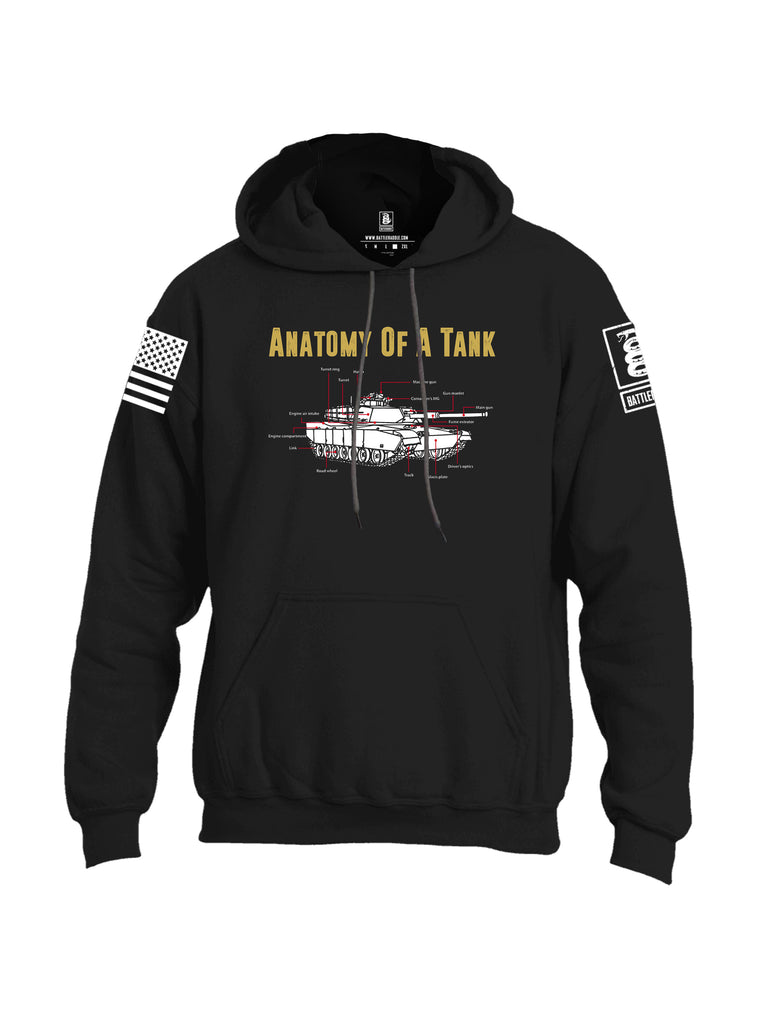 Battleraddle Anatomy Of A Tank White Sleeve Print Mens Blended Hoodie With Pockets