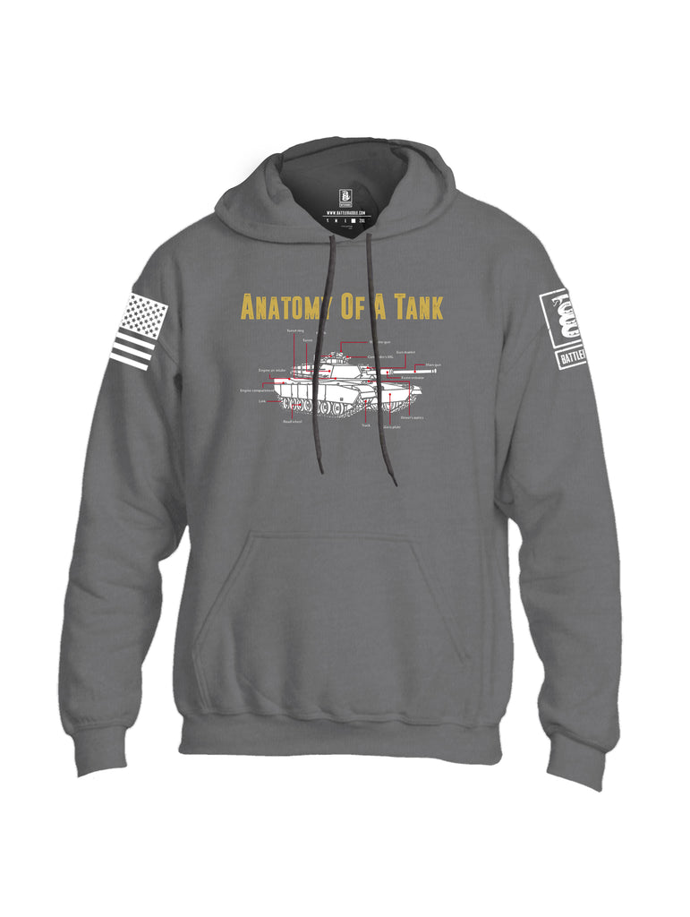 Battleraddle Anatomy Of A Tank White Sleeve Print Mens Blended Hoodie With Pockets