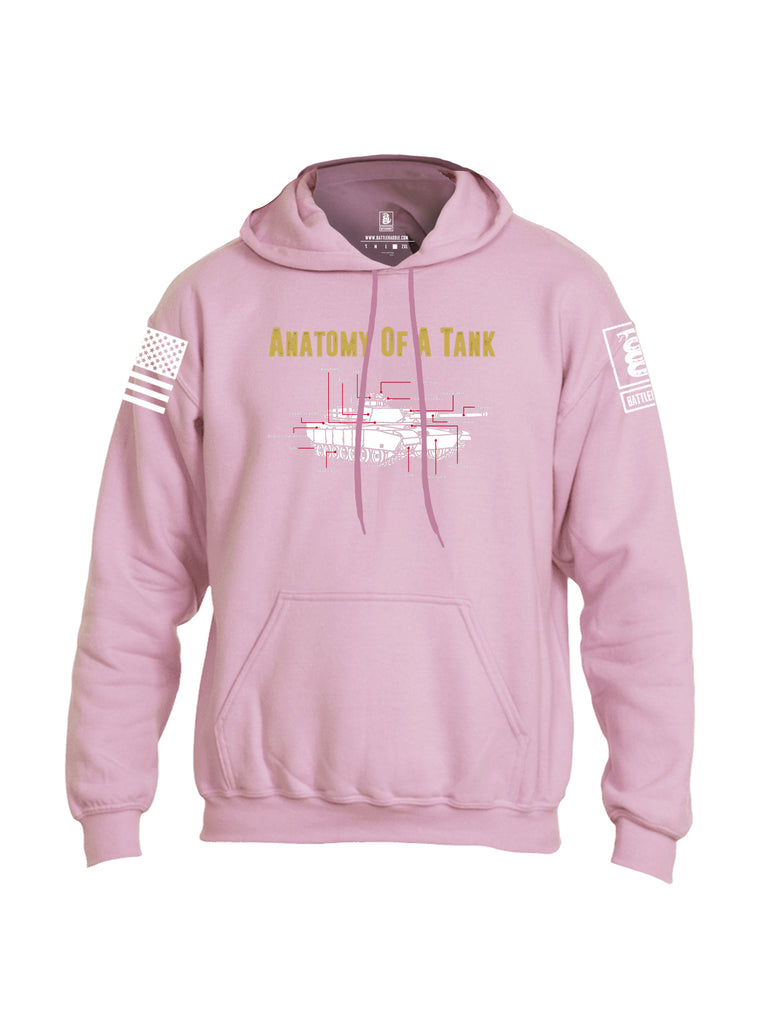 Battleraddle Anatomy Of A Tank White Sleeve Print Mens Blended Hoodie With Pockets