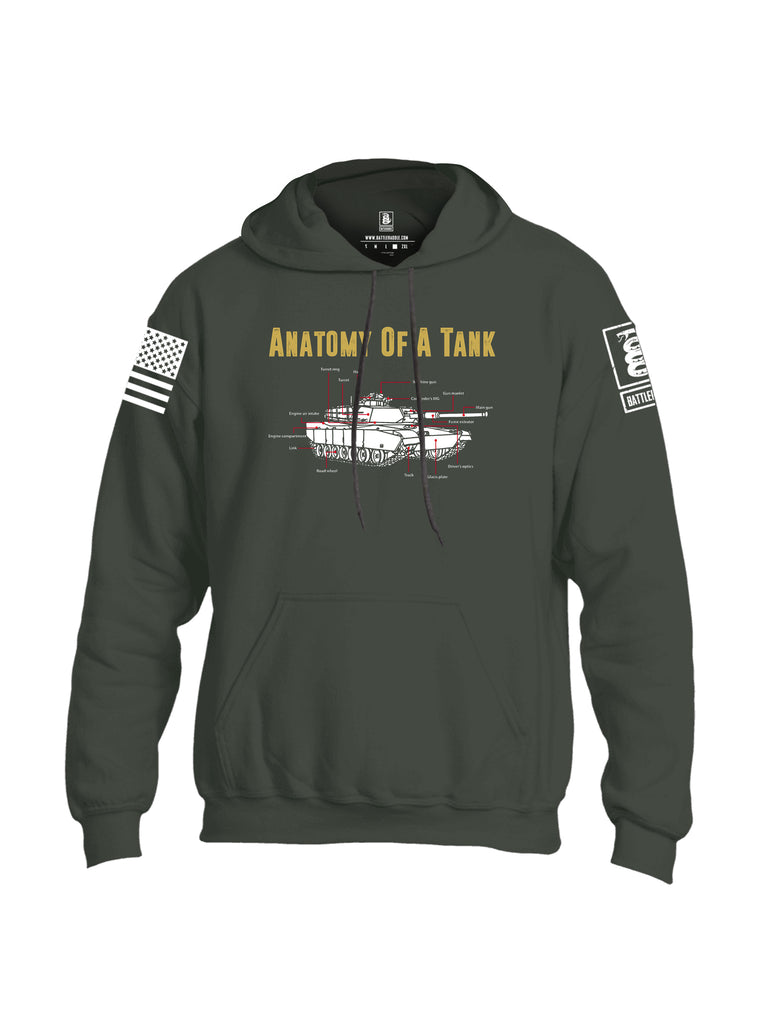 Battleraddle Anatomy Of A Tank White Sleeve Print Mens Blended Hoodie With Pockets