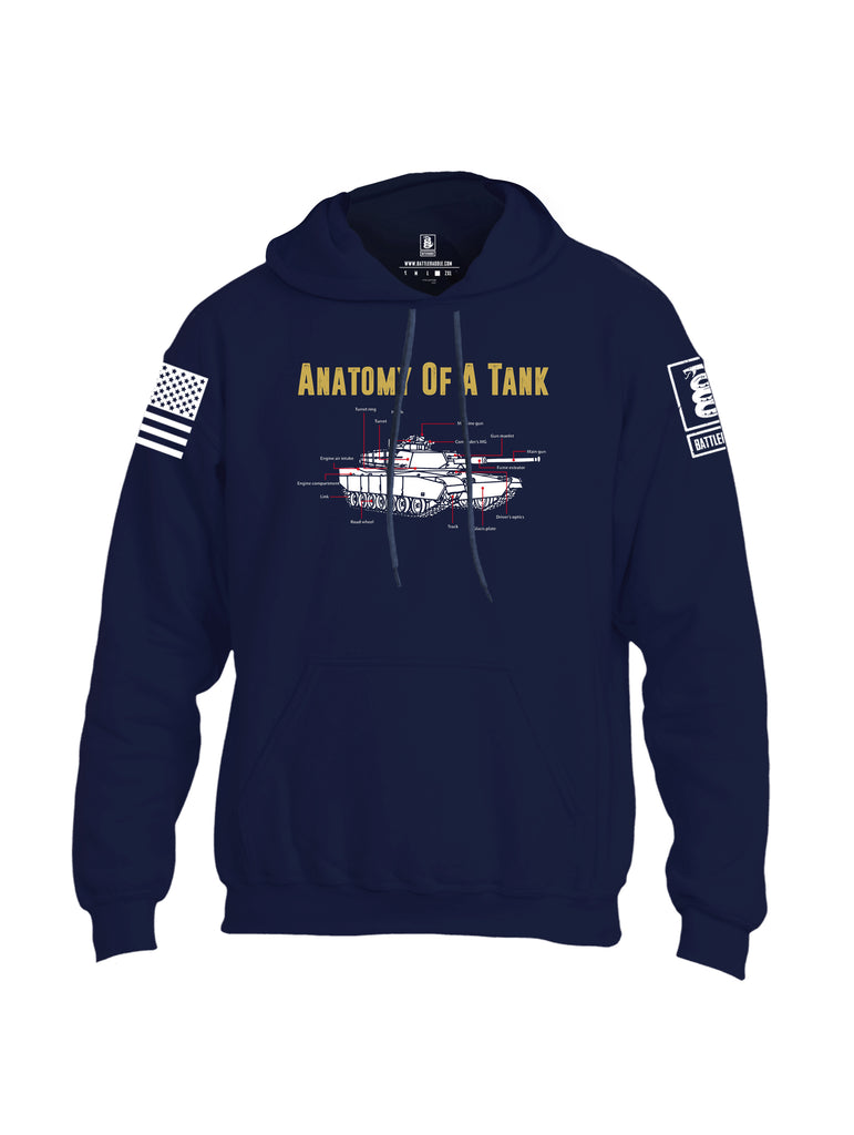 Battleraddle Anatomy Of A Tank White Sleeve Print Mens Blended Hoodie With Pockets