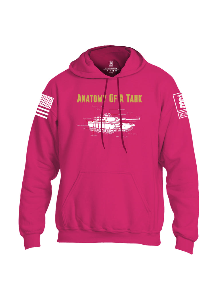 Battleraddle Anatomy Of A Tank White Sleeve Print Mens Blended Hoodie With Pockets