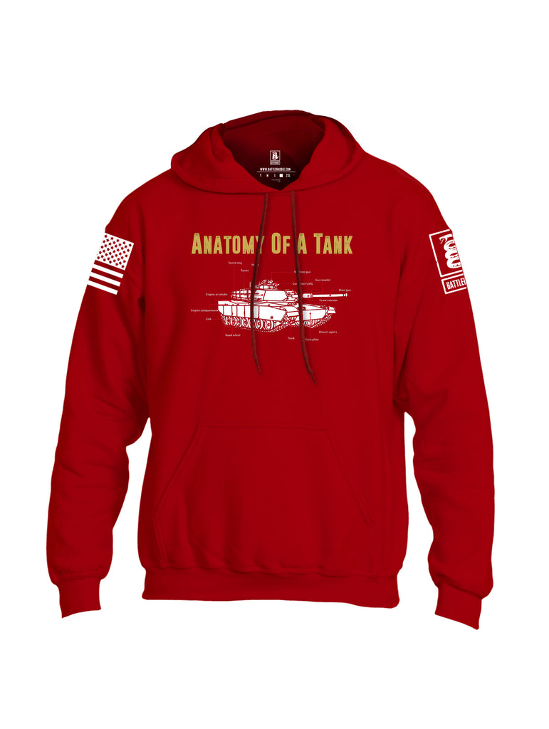 Battleraddle Anatomy Of A Tank White Sleeve Print Mens Blended Hoodie With Pockets