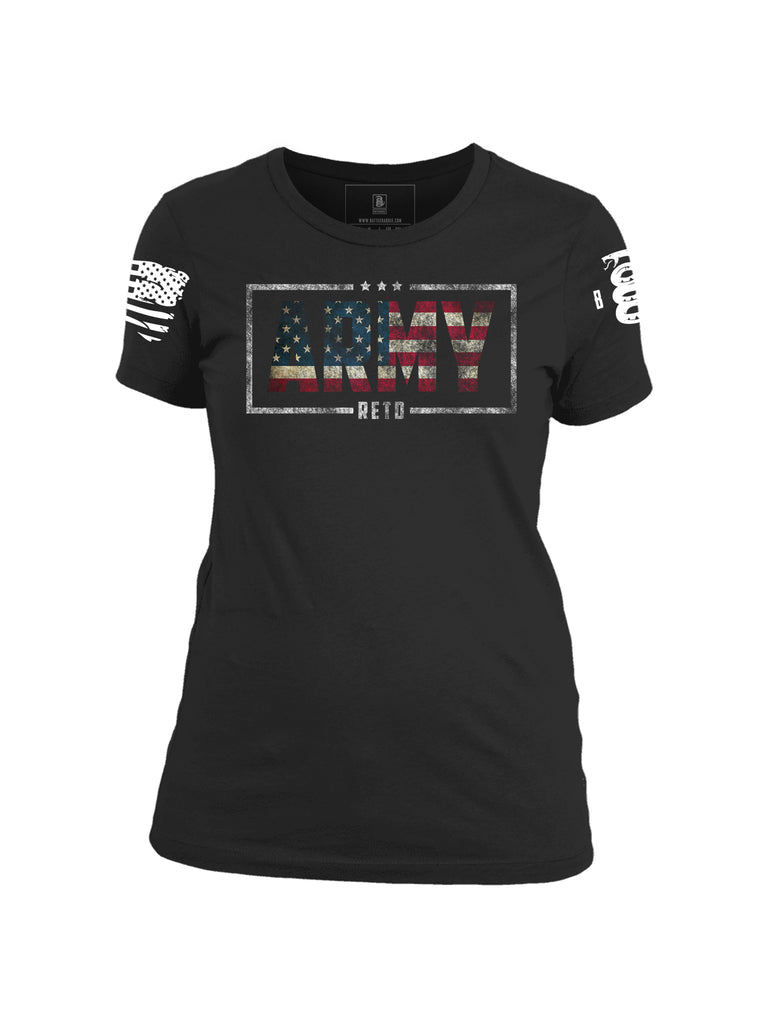 Battleraddle Army RETD Black Ops Edition Womens Cotton Crew Neck T Shirt - Battleraddle® LLC