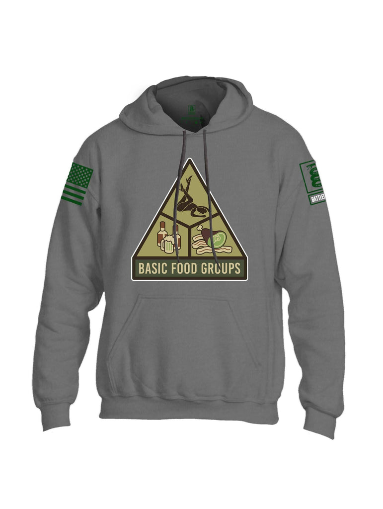 Battleraddle Basic Food Groups Green Sleeve Print Mens Blended Hoodie With Pockets shirt|custom|veterans|Apparel-Mens Hoodies-Cotton/Dryfit Blend
