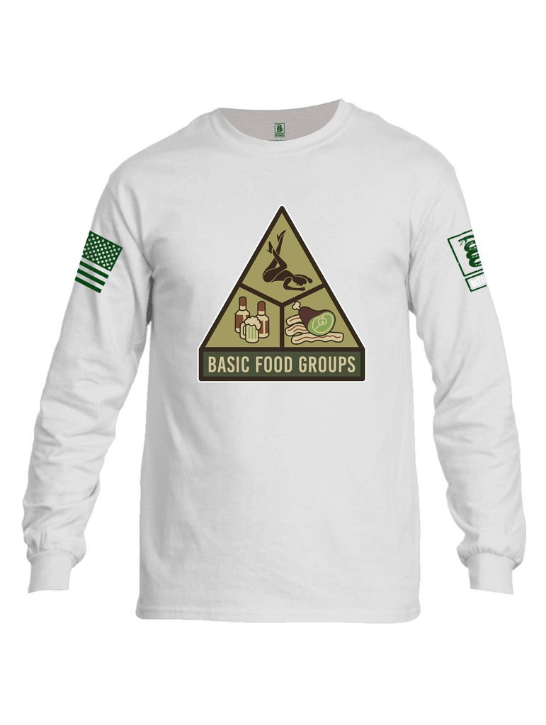 Battleraddle Basic Food Groups Green Sleeve Print Mens Cotton Long Sleeve Crew Neck T Shirt shirt|custom|veterans|Men-Long Sleeves Crewneck Shirt