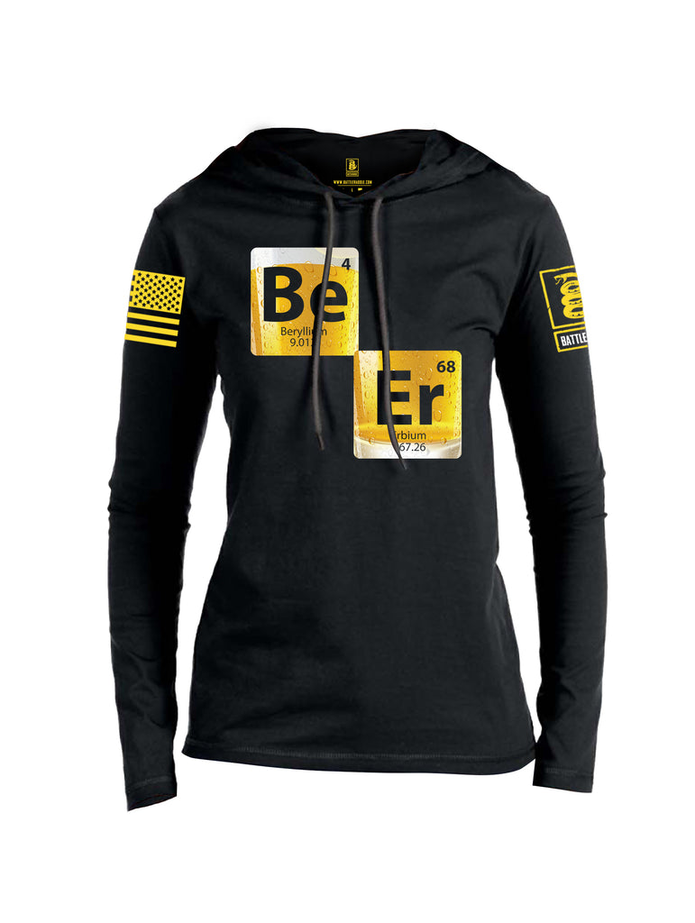 Battleraddle BE-ER Yellow Sleeve Print Womens Thin Cotton Lightweight Hoodie