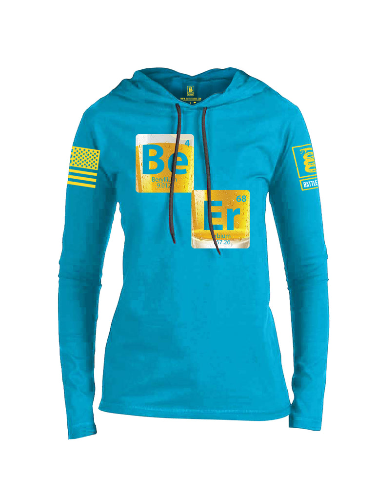 Battleraddle BE-ER Yellow Sleeve Print Womens Thin Cotton Lightweight Hoodie