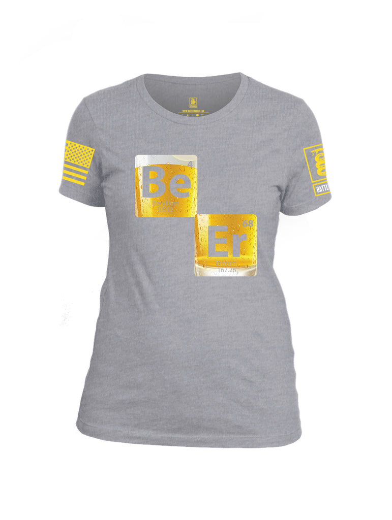 Battleraddle BE-ER Yellow Sleeve Print Womens Cotton Crew Neck T Shirt