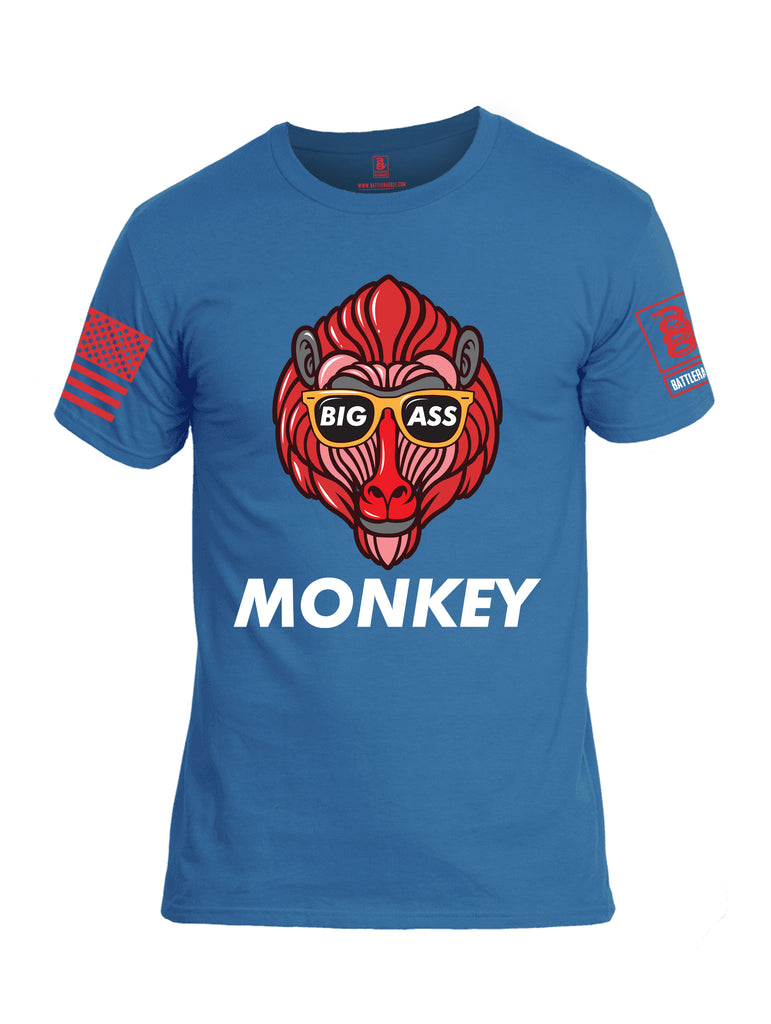 Battleraddle Big Ass Monkey Red Sleeve Print Mens Cotton Crew Neck T Shirt