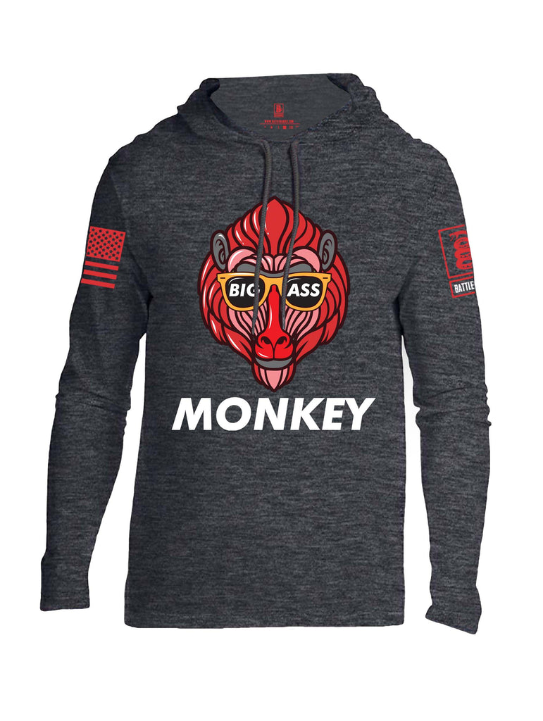 Battleraddle Big Ass Monkey Red Sleeve Print Mens Thin Cotton Lightweight Hoodie