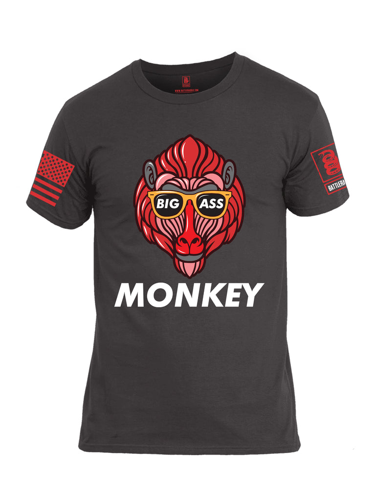 Battleraddle Big Ass Monkey Red Sleeve Print Mens Cotton Crew Neck T Shirt