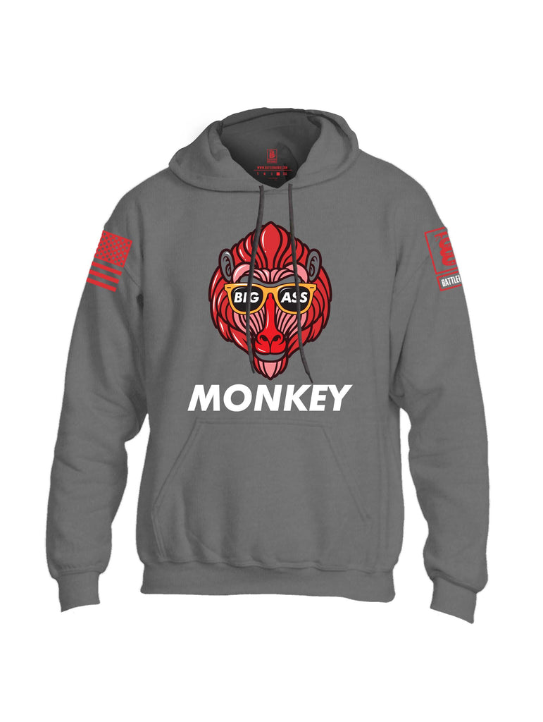 Battleraddle Big Ass Monkey Red Sleeve Print Mens Blended Hoodie With Pockets