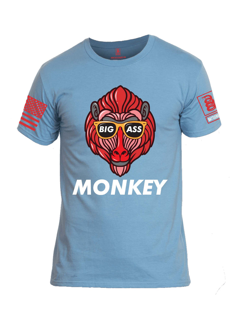 Battleraddle Big Ass Monkey Red Sleeve Print Mens Cotton Crew Neck T Shirt