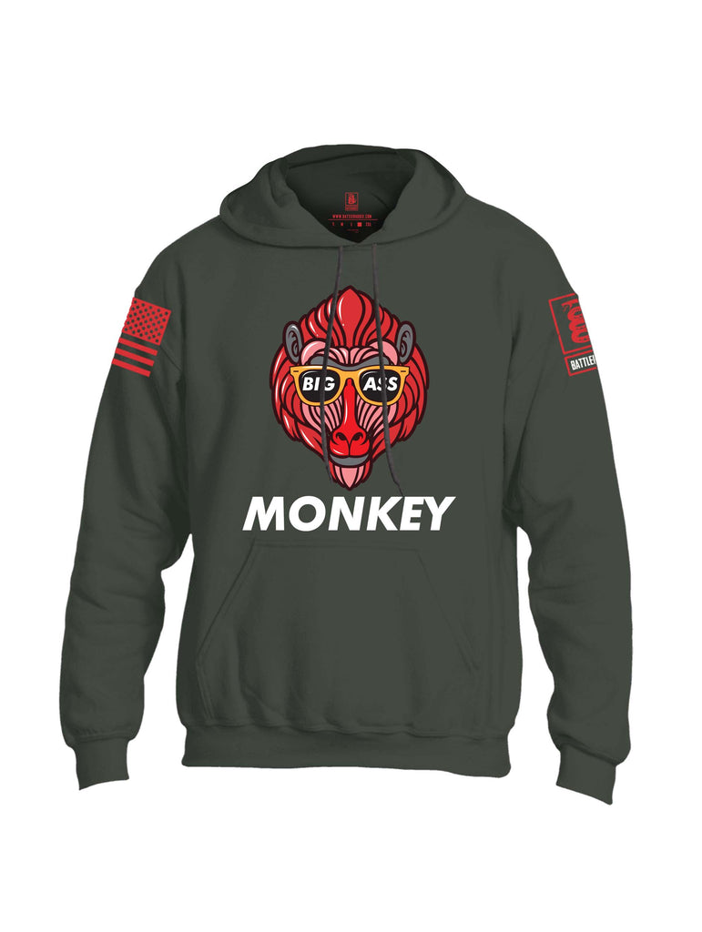 Battleraddle Big Ass Monkey Red Sleeve Print Mens Blended Hoodie With Pockets