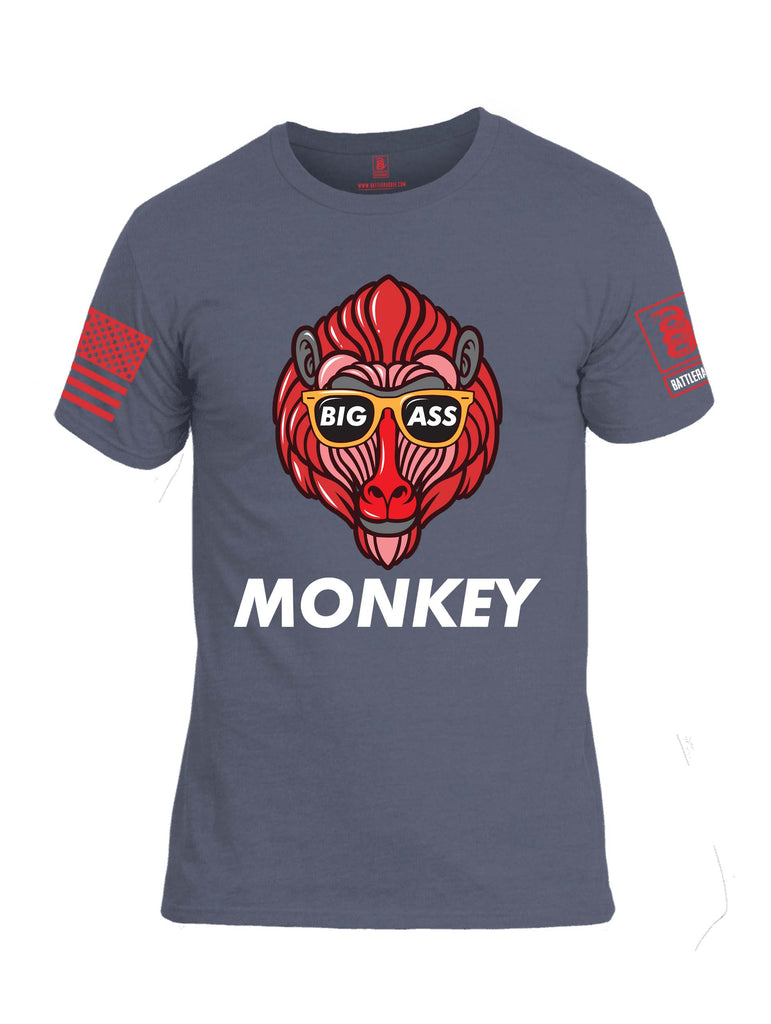 Battleraddle Big Ass Monkey Red Sleeve Print Mens Cotton Crew Neck T Shirt