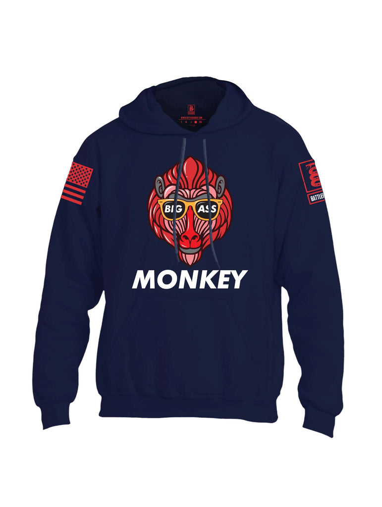 Battleraddle Big Ass Monkey Red Sleeve Print Mens Blended Hoodie With Pockets