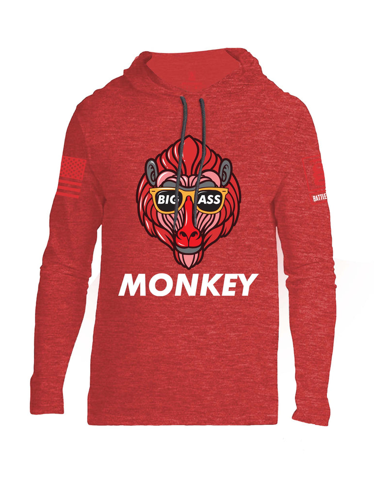 Battleraddle Big Ass Monkey Red Sleeve Print Mens Thin Cotton Lightweight Hoodie