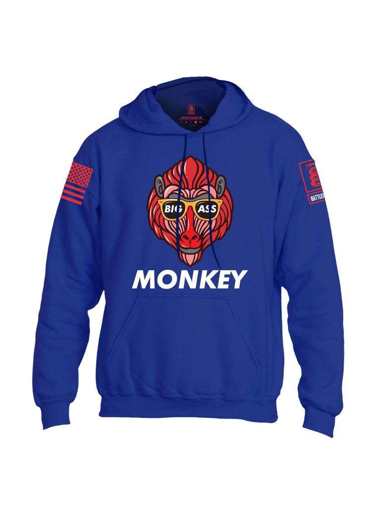 Battleraddle Big Ass Monkey Red Sleeve Print Mens Blended Hoodie With Pockets