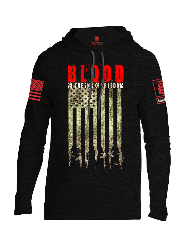 Battleraddle Blood Is The Ink Of Freedom Red Sleeve Print Mens Thin Cotton Lightweight Hoodie