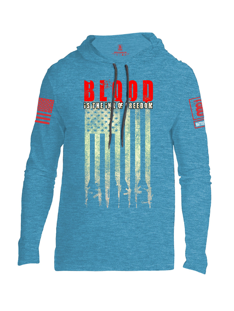 Battleraddle Blood Is The Ink Of Freedom Red Sleeve Print Mens Thin Cotton Lightweight Hoodie