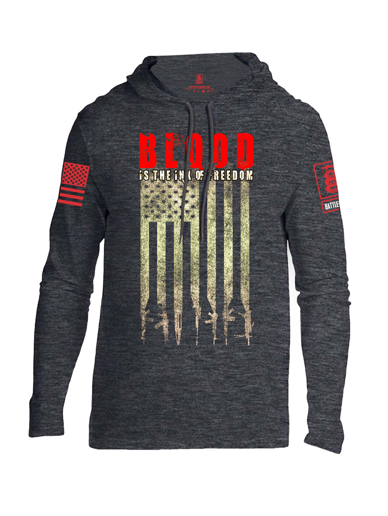 Battleraddle Blood Is The Ink Of Freedom Red Sleeve Print Mens Thin Cotton Lightweight Hoodie