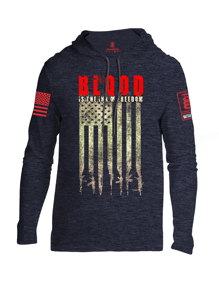 Battleraddle Blood Is The Ink Of Freedom Red Sleeve Print Mens Thin Cotton Lightweight Hoodie